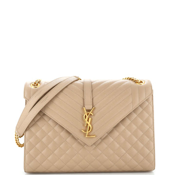 Saint Laurent Classic Monogram Envelope Satchel Mixed Matelasse Leather Large