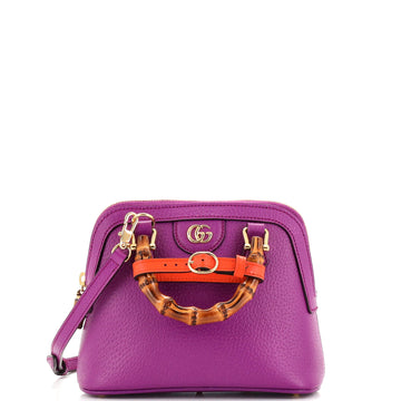 Gucci Diana NM Bamboo Dome Top Handle Bag Leather Mini