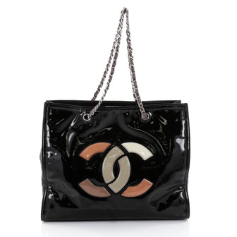 Chanel Lipstick Open Tote Patent Vinyl Large Black 2549601