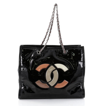 Chanel Lipstick Open Tote Patent Vinyl Large Black 2549601