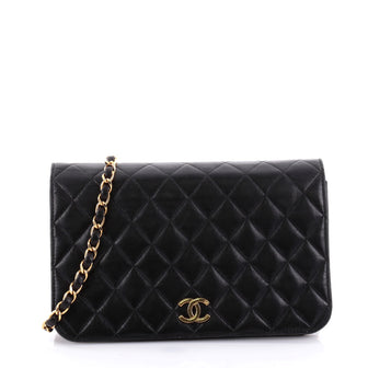 Chanel Vintage 3 Way Full Flap Bag Quilted Lambskin Black 2549604
