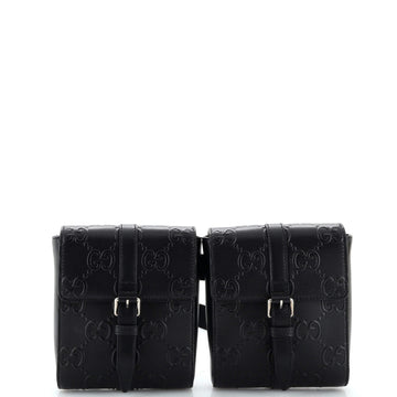 Gucci Double Belt Bag GG Embossed Perforated Leather