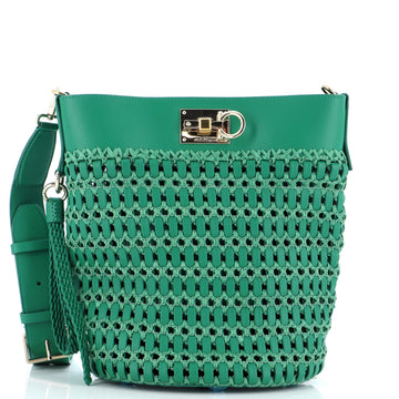 Salvatore Ferragamo The Studio Bucket Bag Woven Leather
