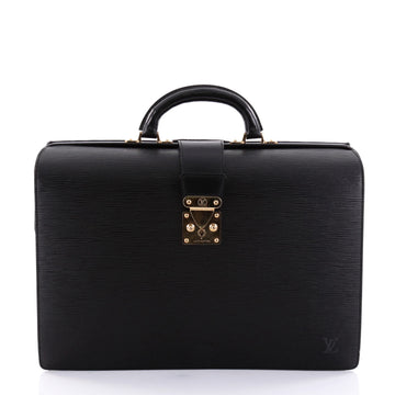 Louis Vuitton Serviette Fermoir Handbag Epi Leather Black 2550102