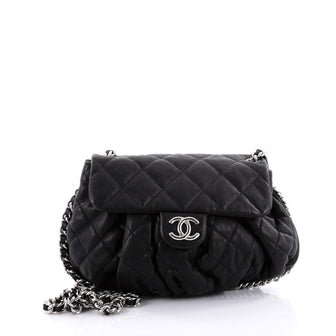 Chanel Chain Around Flap Bag Quilted Leather Medium Black 2550103