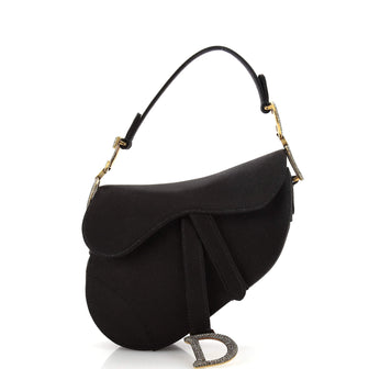 Christian Dior Saddle Handbag Velvet with Crystals Mini