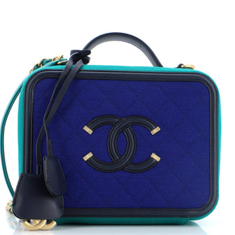Chanel Filigree Vanity Case Quilted Jersey Medium