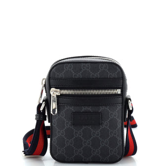 Gucci Web Strap Front Zip Messenger Bag GG Coated Canvas Mini