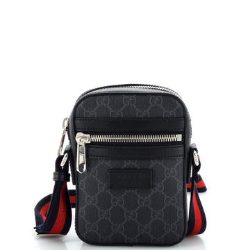 Gucci Web Strap Front Zip Messenger Bag GG Coated Canvas Mini