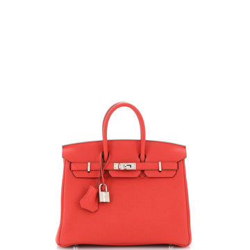 Hermes Birkin Handbag Red Togo with Palladium Hardware 25