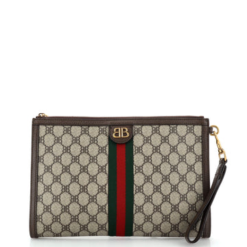 Balenciaga x Gucci The Hacker Project Web Wristlet Clutch BB Coated Canvas