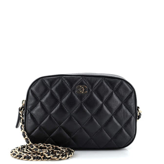 Chanel Zip Around Chain Camera Case Quilted Lambskin Mini