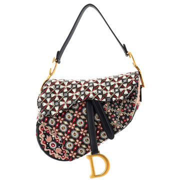 Christian Dior Saddle Bag Embroidered and Beaded Leather Medium