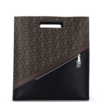 Fendi Forever Fendi Shopping Tote Zucca Coated Canvas and Leather Tall