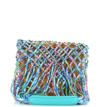 Hermes Petit H Net Tote Printed Silk with Leather