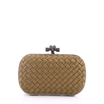 Bottega Veneta Box Knot Clutch Intrecciato Satin Small Green 2551001