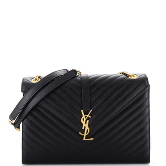 Saint Laurent Classic Monogram Envelope Satchel Matelasse Chevron Leather Large