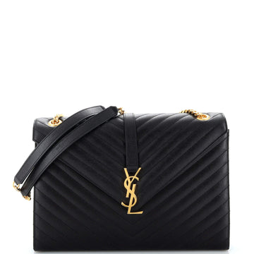 Saint Laurent Classic Monogram Envelope Satchel Matelasse Chevron Leather Large