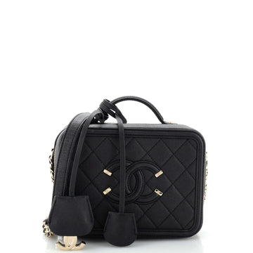Chanel Filigree Vanity Case Quilted Caviar Medium