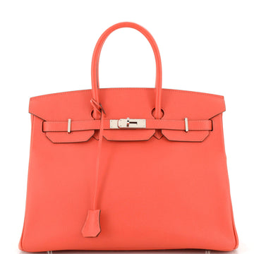 Hermes Birkin Handbag Red Epsom with Palladium Hardware 35
