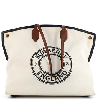 Burberry Logo Society Tote Printed Canvas Large