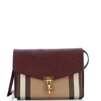 Burberry Macken Crossbody Bag Leather and House Check Canvas Small