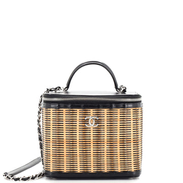 Chanel Take Away Vanity Case Rattan and Calfskin Medium