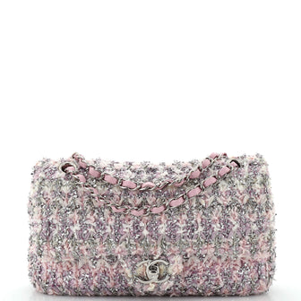 Chanel Classic Single Flap Bag Quilted Tweed and Ribbon Medium