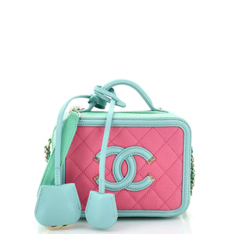 Chanel Filigree Vanity Case Quilted Caviar Small