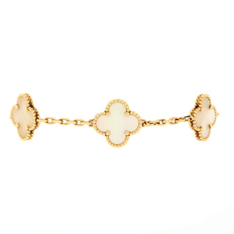 Van Cleef & Arpels Vintage Alhambra 5 Motifs Bracelet 18K Yellow Gold and Mother of Pearl