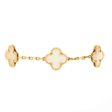 Van Cleef & Arpels Vintage Alhambra 5 Motifs Bracelet 18K Yellow Gold and Mother of Pearl