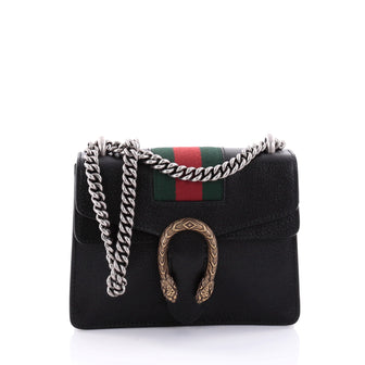 Gucci Web Dionysus Handbag Leather Mini Black 2553501