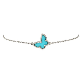 Van Cleef & Arpels Sweet Alhambra Butterfly Bracelet 18K White Gold and Turquoise