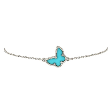Van Cleef & Arpels Sweet Alhambra Butterfly Bracelet 18K White Gold and Turquoise