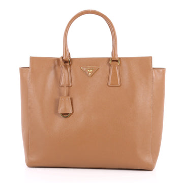 Prada Convertible Open Tote Saffiano Leather Medium Brown 2554001