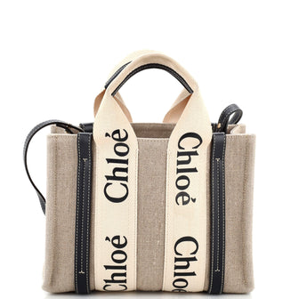 Chloe Woody Convertible Tote Canvas with Leather Small