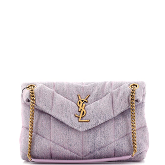 Saint Laurent Loulou Puffer Shoulder Bag Quilted Vintage Denim Small