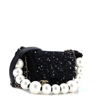 Chanel Pearl Handle Flap Bag Quilted Tweed Mini
