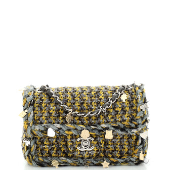 Chanel Charms Classic Single Flap Bag Braided Quilted Tweed Mini
