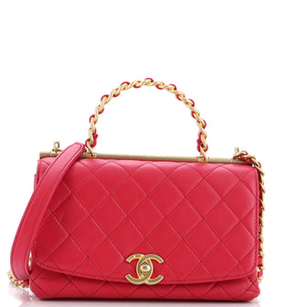 Chanel La Parisienne Chain Top Handle Flap Bag Quilted Lambskin Small