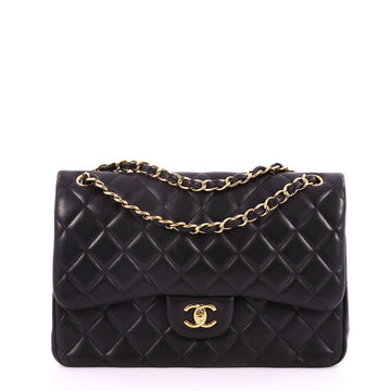 Chanel Classic Double Flap Bag Quilted Lambskin Jumbo Black 2555201