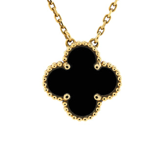Van Cleef & Arpels Vintage Alhambra Pendant Necklace 18K Yellow Gold and Onyx