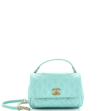 Chanel Front Pocket Top Handle Flap Bag Quilted Calfskin Mini