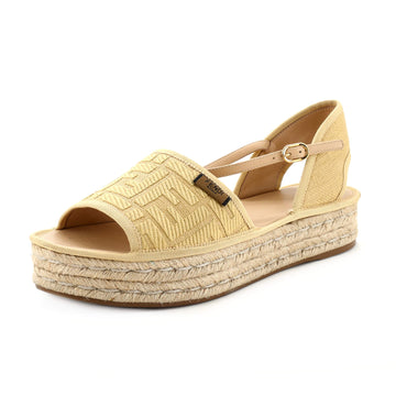 Fendi Women's Platform Espadrille Sandals Zucca Raffia