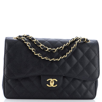 Chanel Classic Double Flap Bag Quilted Caviar Jumbo