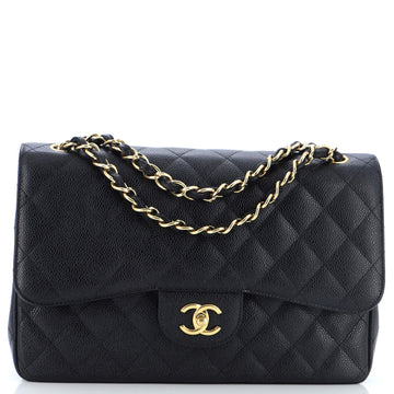 Chanel Classic Double Flap Bag Quilted Caviar Jumbo