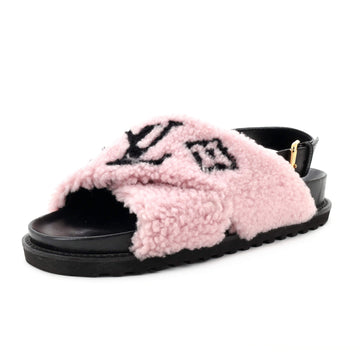 Louis Vuitton Women's Paseo Comfort Slide Slingback Sandals Shearling with Leather