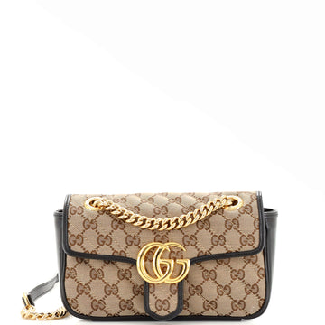 Gucci GG Marmont Flap Bag Diagonal Quilted GG Canvas Mini
