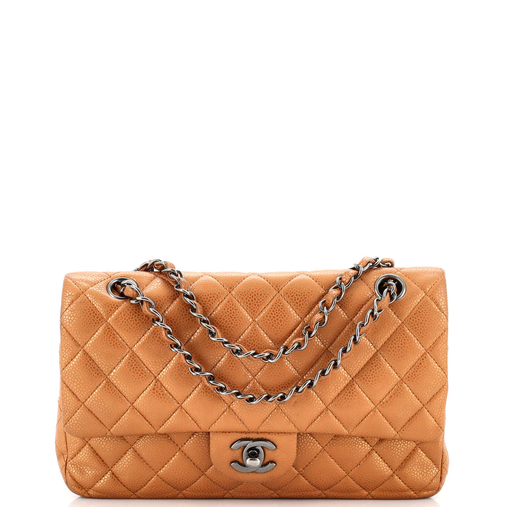 Classic Double Flap Bag Quilted Metallic Caviar ...