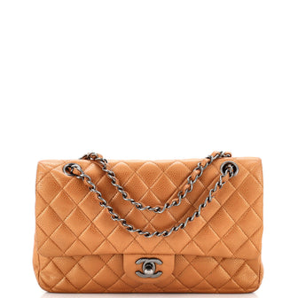 Chanel Classic Double Flap Bag Quilted Metallic Caviar Medium